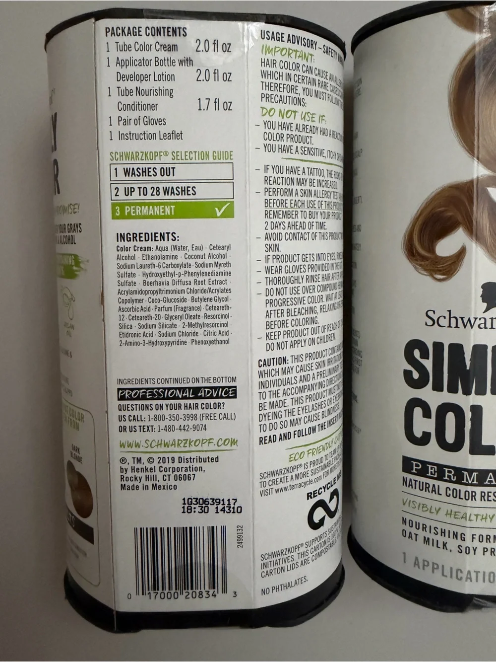 (2) Schwarzkopf SIMPLY COLOR Hair Color Almond Brown 7.5 New